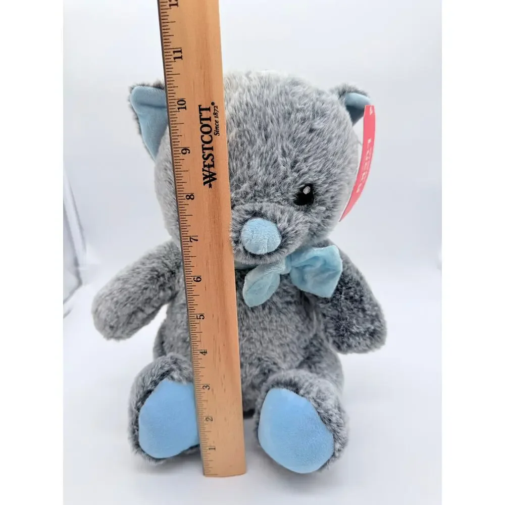 Petsmart 2025 Lucky the Cat Grey & Blue Bow Squeaky Chew Dog Toy Plush 10.5